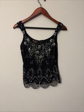 MARINA Black Camisole with Silver Beaded Detail